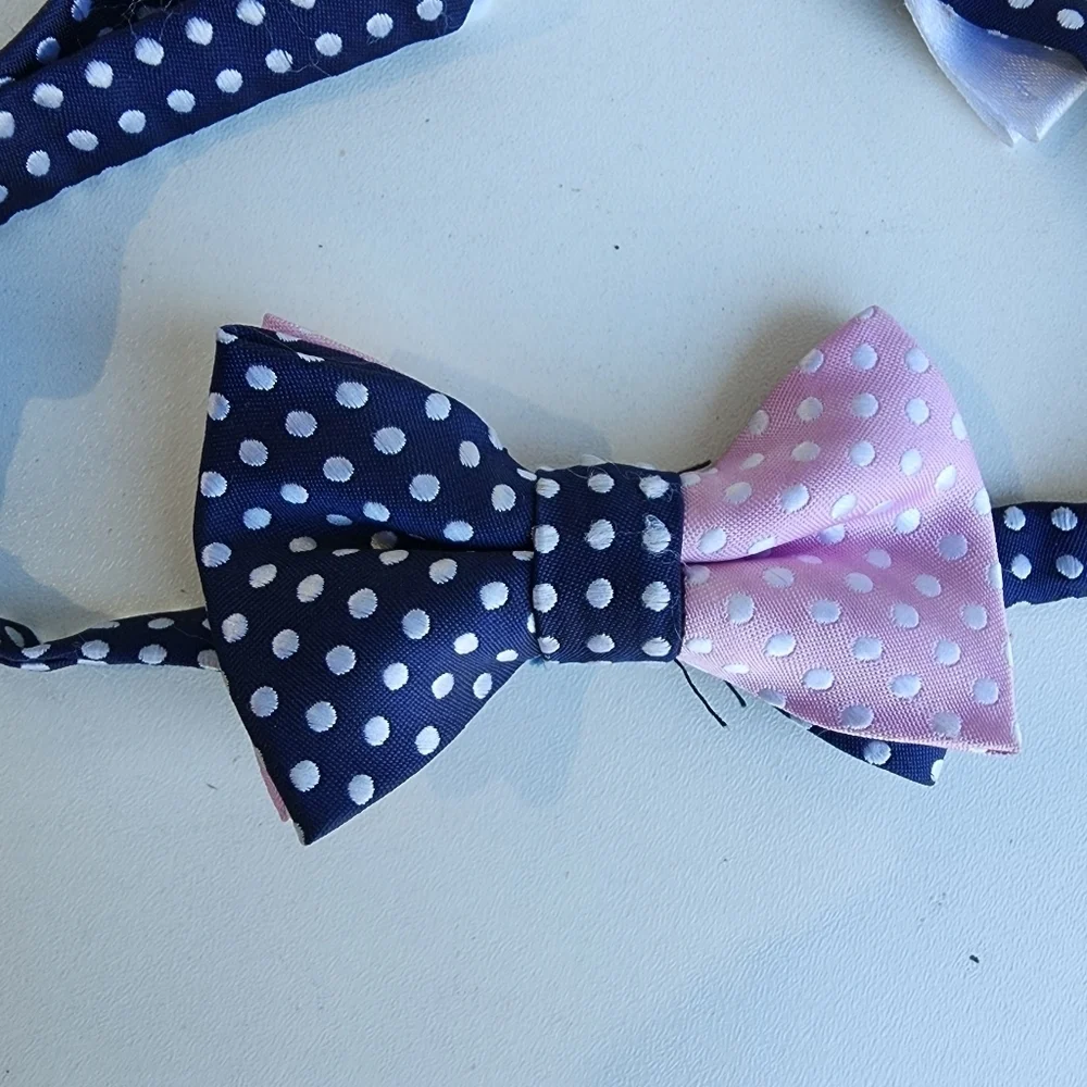 Koala Boys Navy Blue Pink Polka Dot Bow Tie Toddler Kids